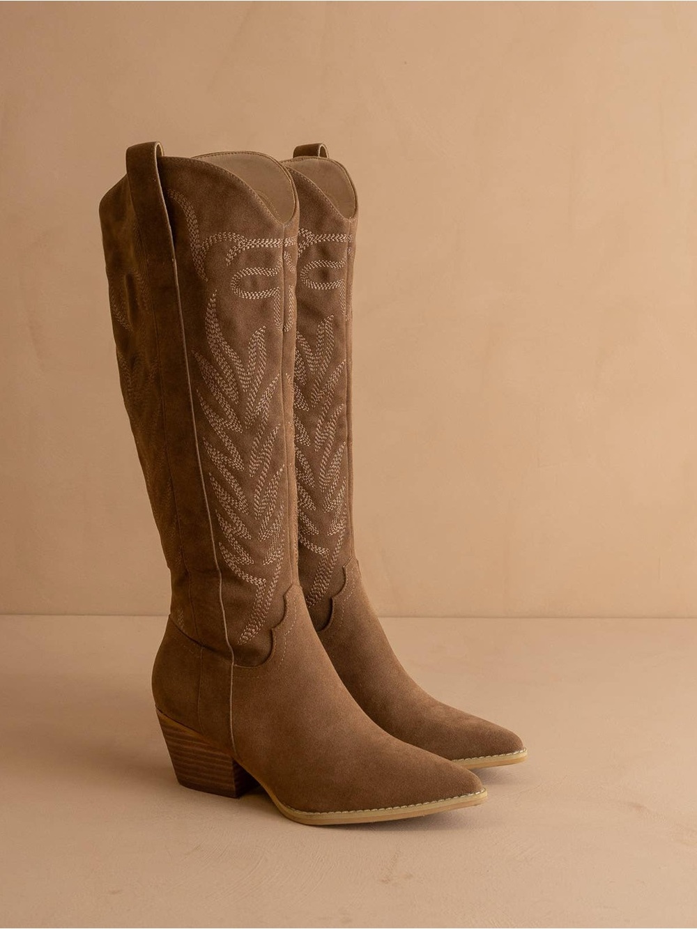 NWT Western Suede Boots in Taupe